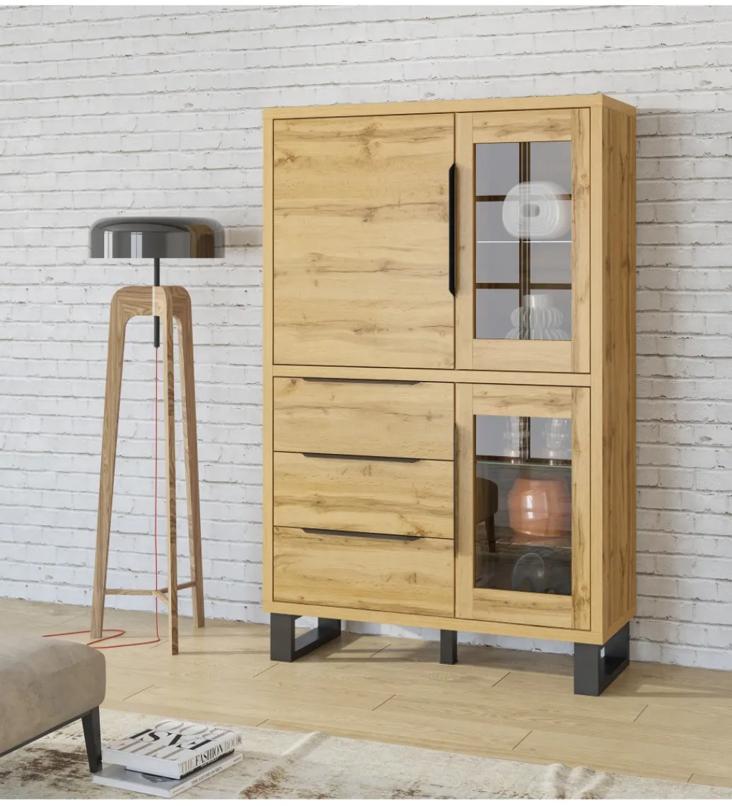 Witryna Halle 120 cm w optyce dąb wotan*Helvetia Clearance