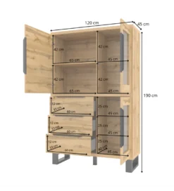 Witryna Halle 120 cm w optyce dąb wotan*Helvetia Clearance