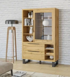 Witryna Halle 120 cm w optyce dąb wotan*Helvetia