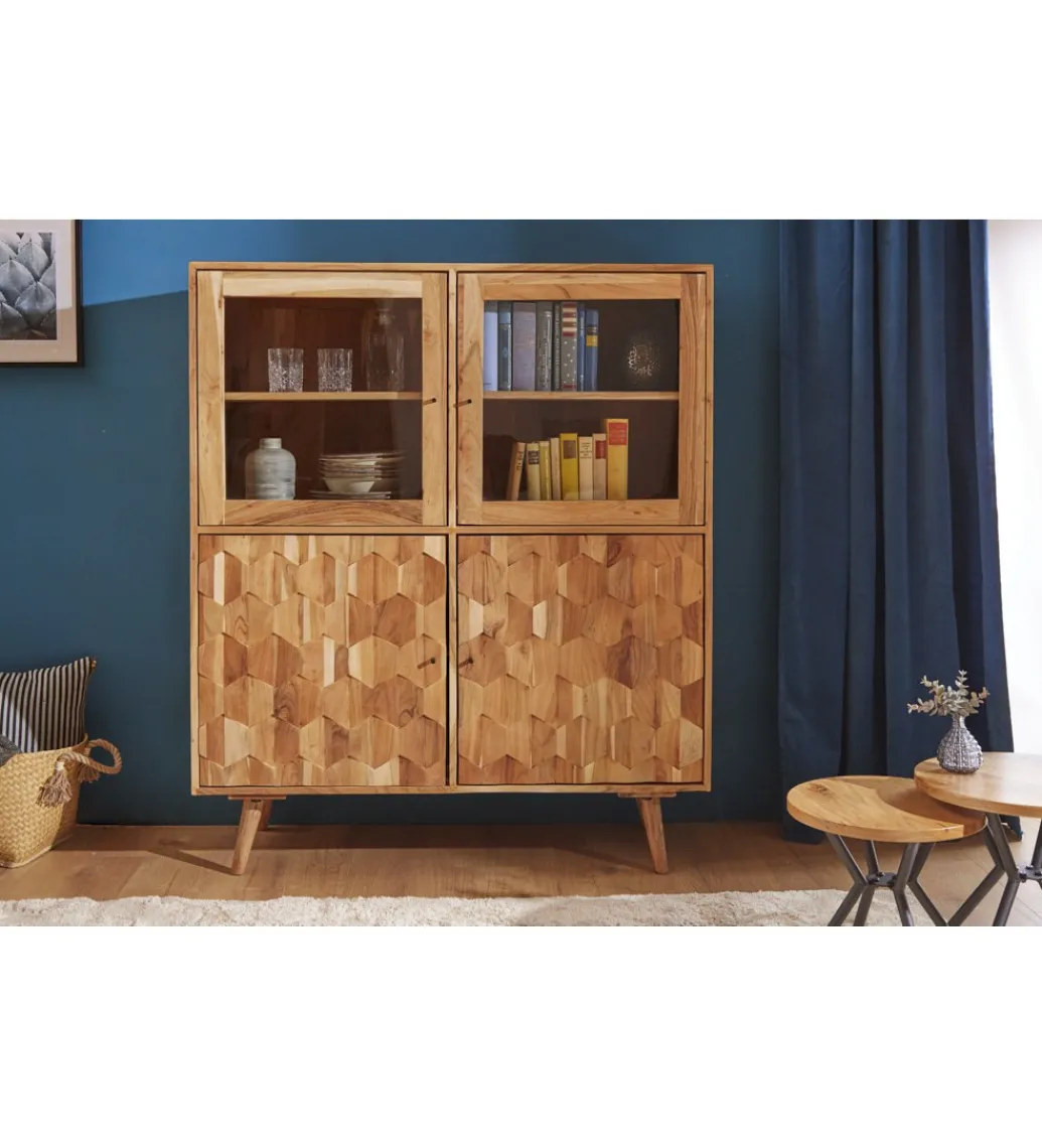 Witryna Komodo Mystic Living 140 cm drewno akacja*Invicta Interior - przedsprzedaż