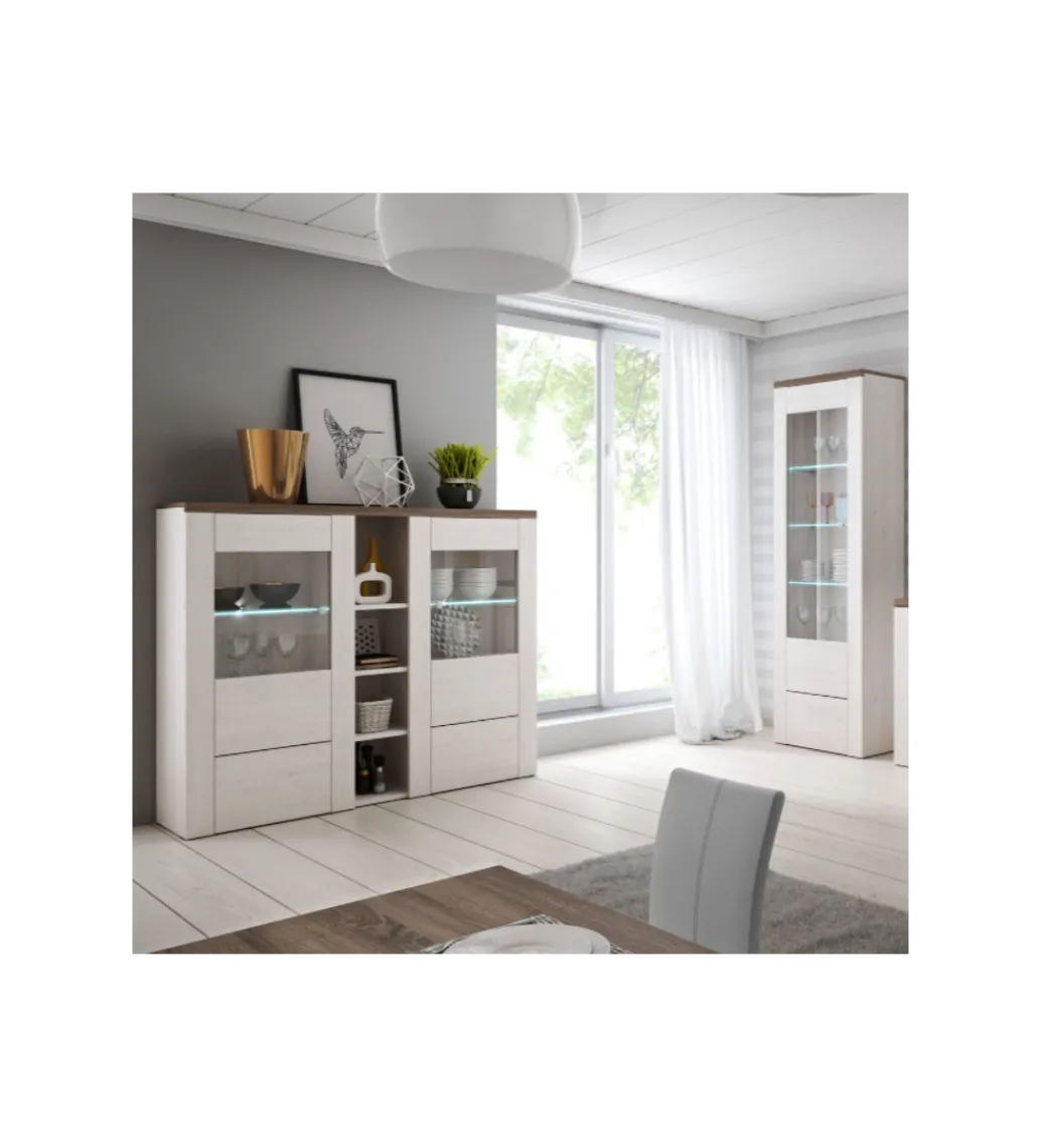 Witryna LARONA 155 cm o wybarwieniu Sonoma Trufel z kolorem Sibiu Larche*Helvetia Sale