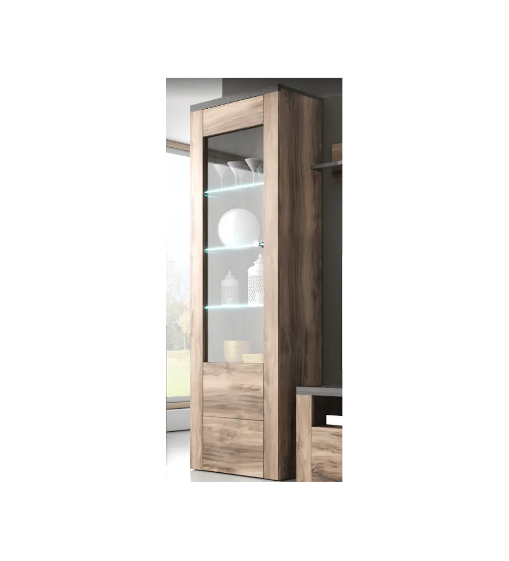 Witryna LARONA 65 Cm O Wybarwieniu Satin Nussbaum z kolorem Touchwood*Helvetia Discount