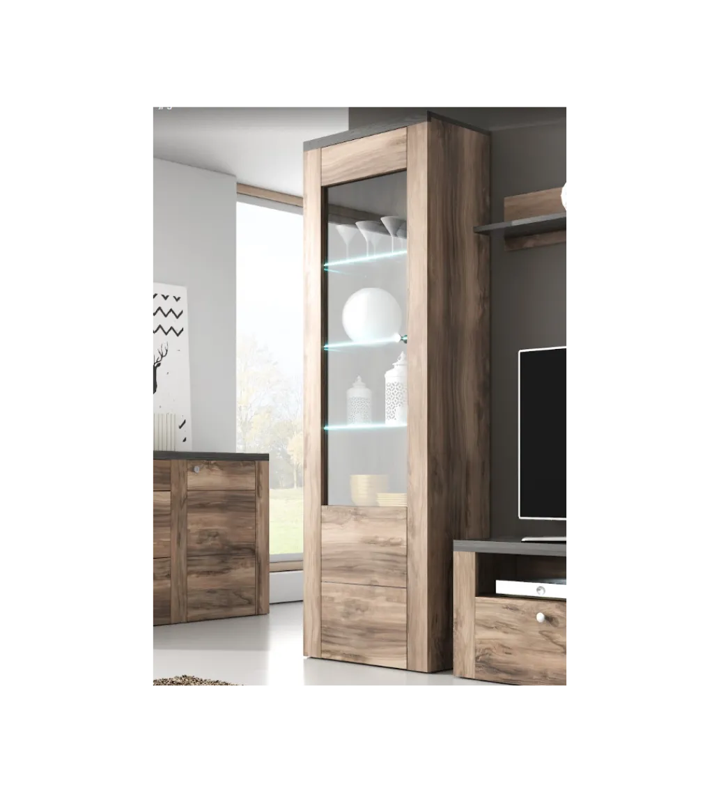 Witryna LARONA 65 Cm O Wybarwieniu Satin Nussbaum z kolorem Touchwood*Helvetia Discount