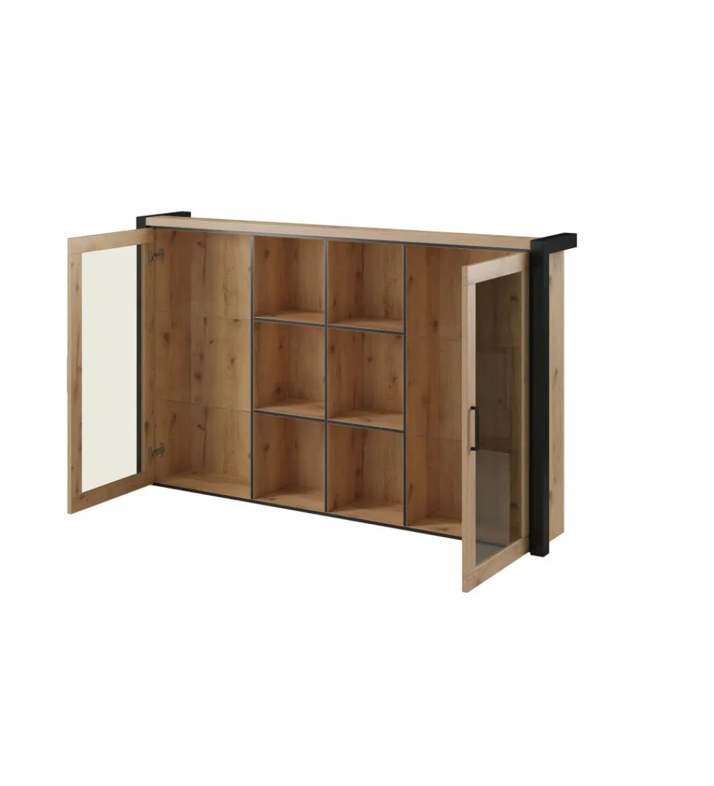 Witryna nadstawka do komody AKTIV 100 cm w optyce dąb Taurus*Helvetia