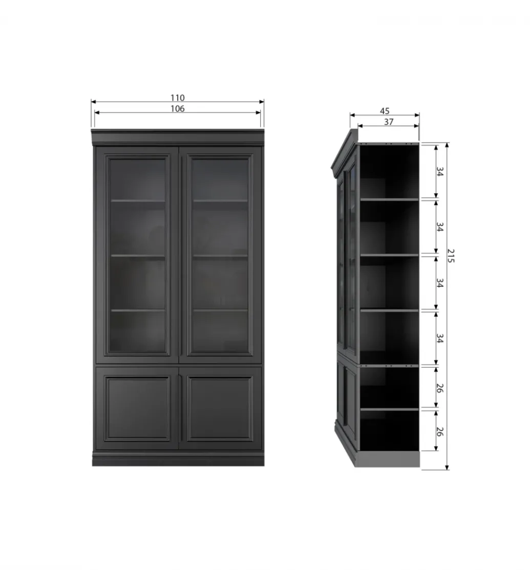 Witryna ORGANIZE 215 cm drewno sosna czarny mat*WOOOD Online