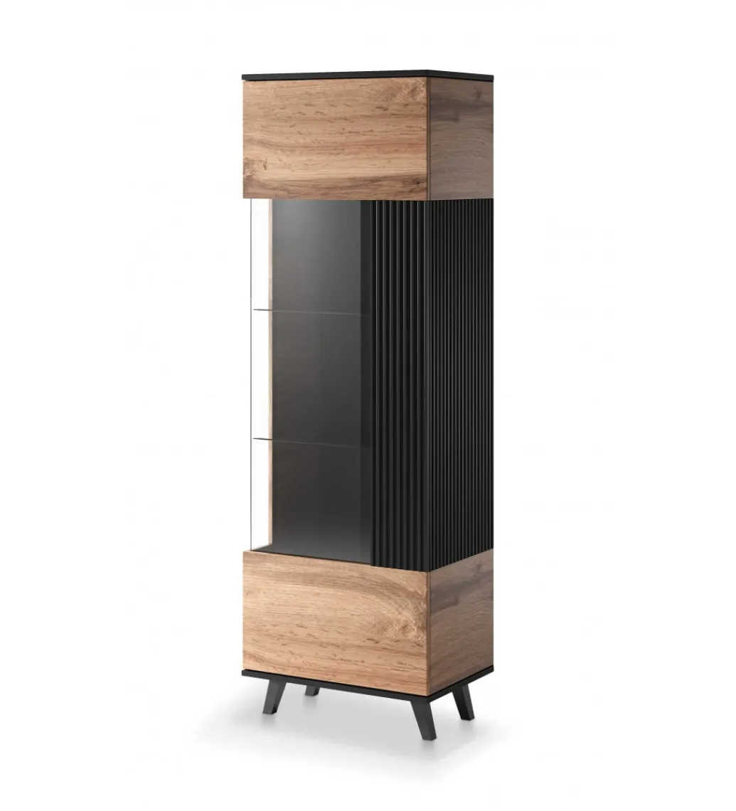 Witryna RANDOM 60 cm w kolorze dąb wotan z kolorem czarnym*Halmar New