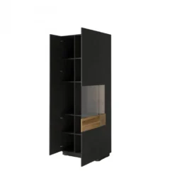 Witryna SILKE 80 Cm Antracytowa Z Dodatkiem Koloru Dąb Wotan*Helvetia Discount