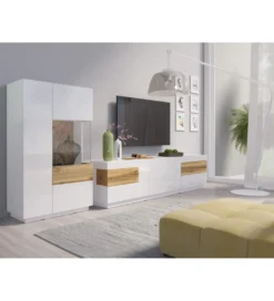 Witryna SILKE 80 Cm Biała Z Dodatkiem Koloru Dąb Wotan*Helvetia New