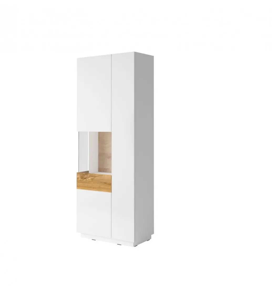 Witryna SILKE 80 cm biała z dodatkiem koloru Dąb Wotan*Helvetia Discount
