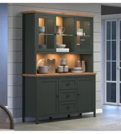 Witryna STANTON 146 cm w optyce dębu Evoke Ciemnozielony*MCA Linia Włoska New