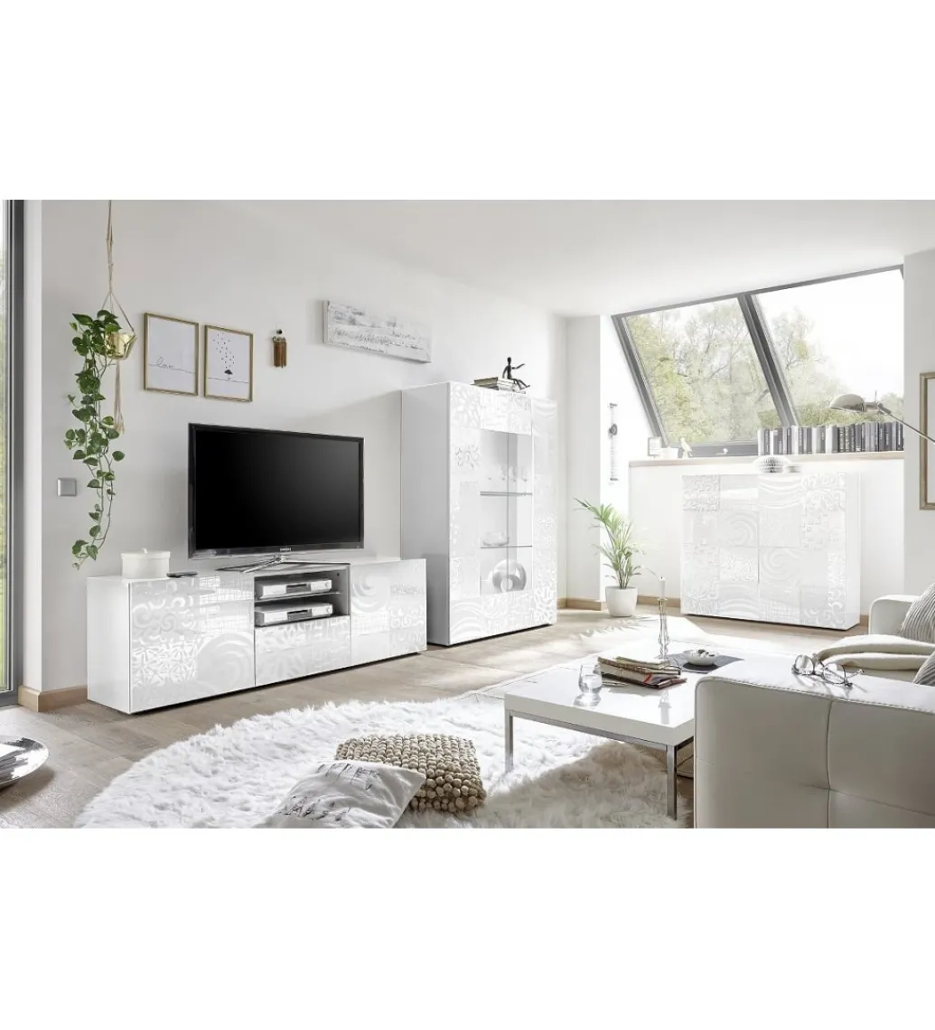 Witryna szklana MIRO 120 cm biała*MCA Linia Włoska Discount