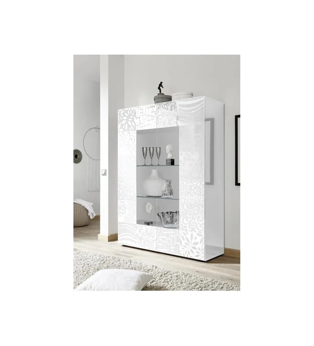 Witryna szklana MIRO 120 cm biała*MCA Linia Włoska Discount