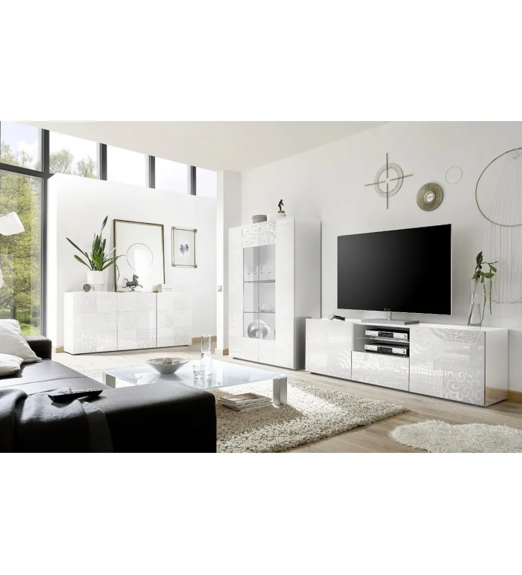 Witryna szklana MIRO 120 cm biała*MCA Linia Włoska Discount