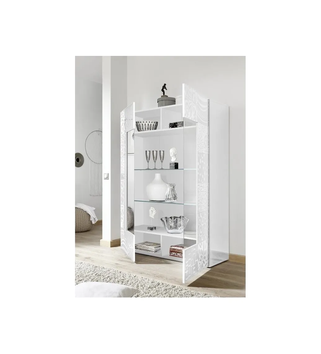 Witryna szklana MIRO 120 cm biała*MCA Linia Włoska Discount