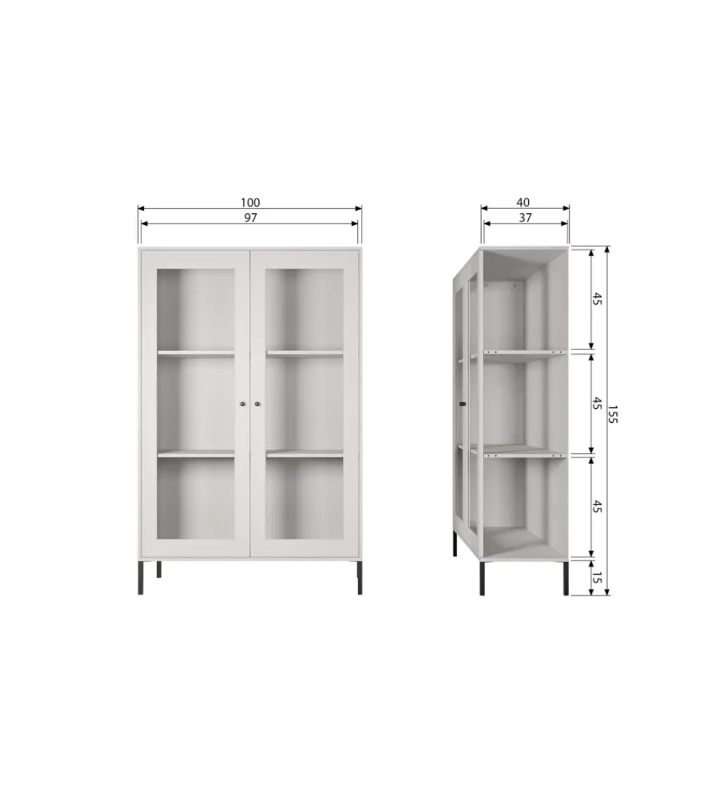 Witryna XAM 155 cm zimno szary*WOOOD Discount