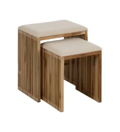 Zestaw 2 ławek BELLAMONTE 50 cm 41 cm drewno teak*Zona-Design New