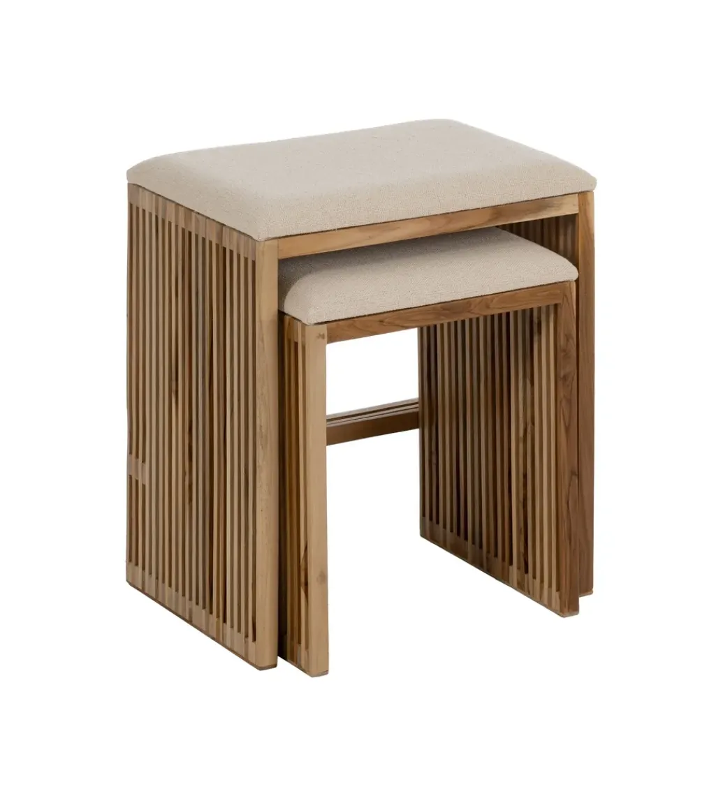 Zestaw 2 ławek BELLAMONTE 50 cm 41 cm drewno teak*Zona-Design New