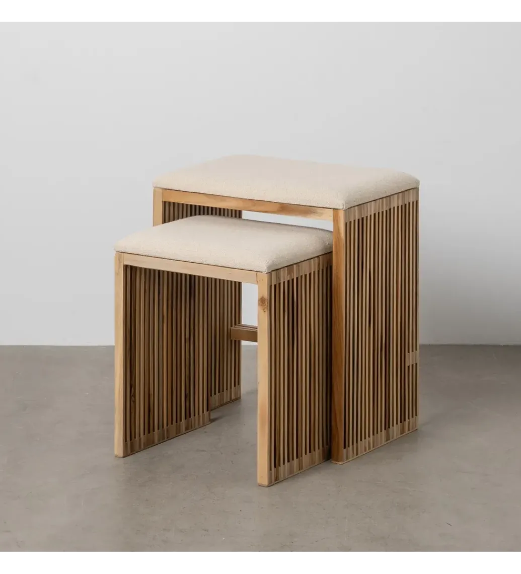 Zestaw 2 ławek BELLAMONTE 50 cm 41 cm drewno teak*Zona-Design New