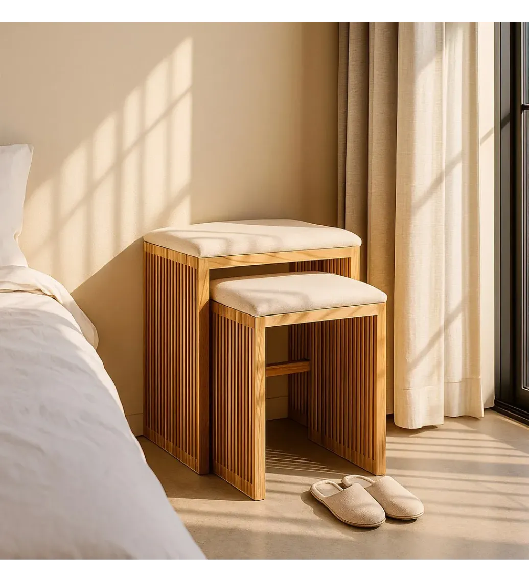 Zestaw 2 ławek BELLAMONTE 50 cm 41 cm drewno teak*Zona-Design New