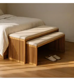 Zestaw 2 ławek BELLAMONTE 115 cm 106 cm drewno teak*Zona-Design Sale