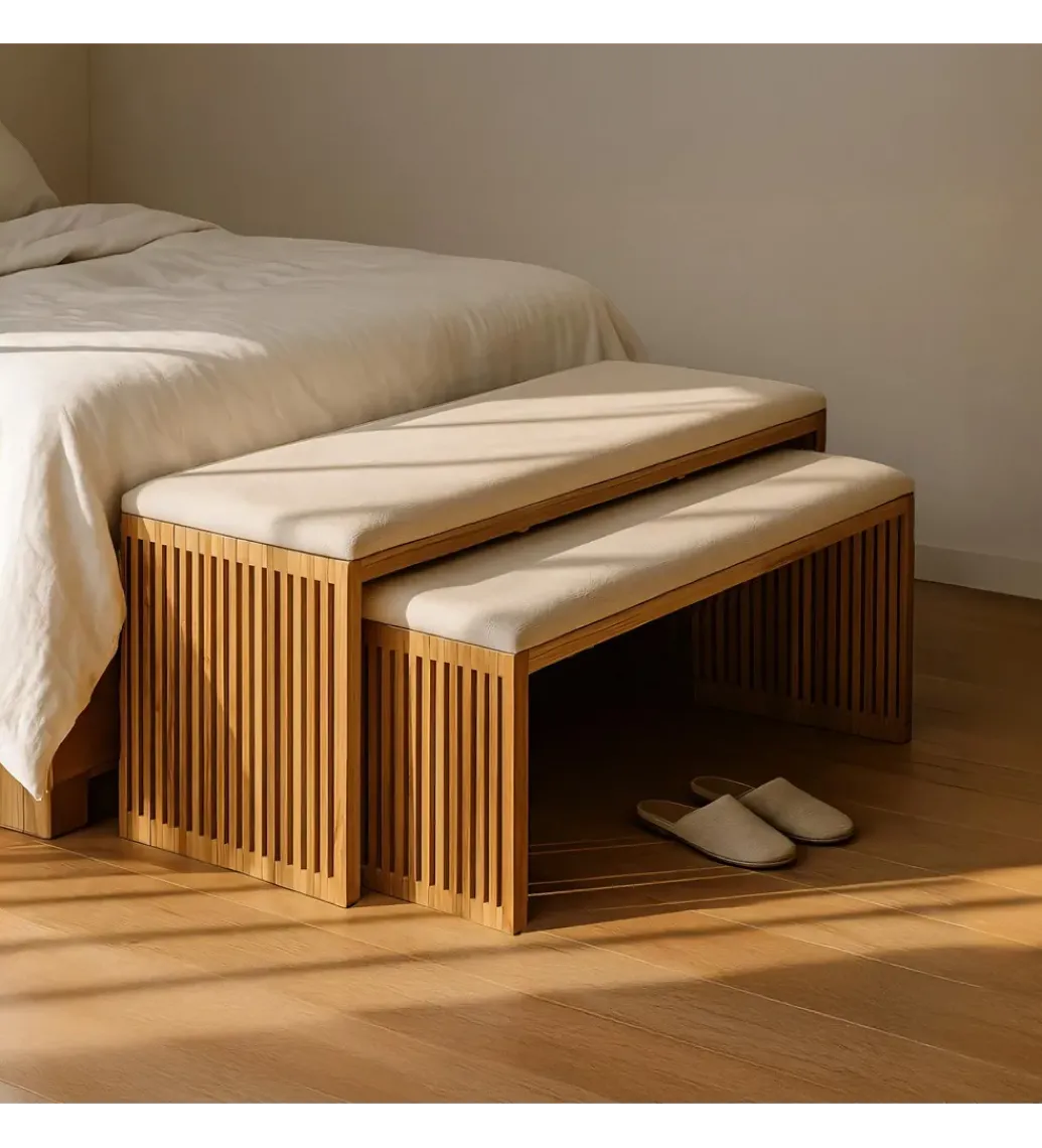 Zestaw 2 ławek BELLAMONTE 115 cm 106 cm drewno teak*Zona-Design Sale