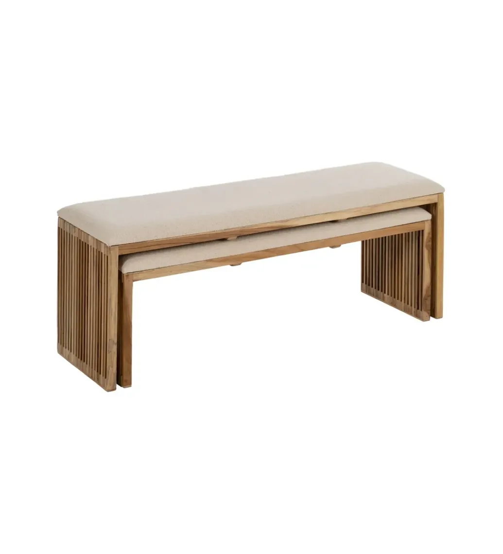 Zestaw 2 ławek BELLAMONTE 115 cm 106 cm drewno teak*Zona-Design Sale