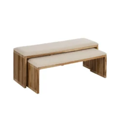 Zestaw 2 ławek BELLAMONTE 115 cm 106 cm drewno teak*Zona-Design Sale