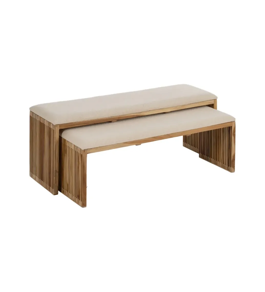 Zestaw 2 ławek BELLAMONTE 115 cm 106 cm drewno teak*Zona-Design Sale