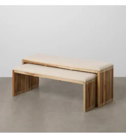 Zestaw 2 ławek BELLAMONTE 115 cm 106 cm drewno teak*Zona-Design Sale