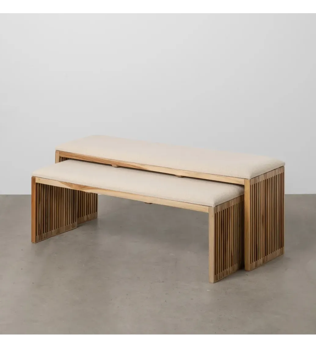Zestaw 2 ławek BELLAMONTE 115 cm 106 cm drewno teak*Zona-Design Sale