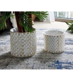 Zestaw 2 doniczek GRABADY 30 cm 25 cm naturalne*Imeri Sale