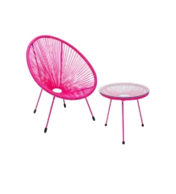 Zestaw fotel i stolik ACAPULCO MONO 85 i 50 cm różowe*KARE Online
