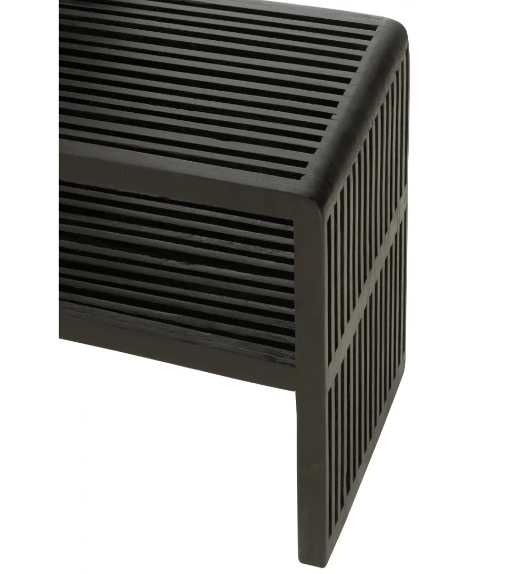 Zestaw 2 konsol SHELFY 130 i 118 cm drewno teak czarna*J-Line