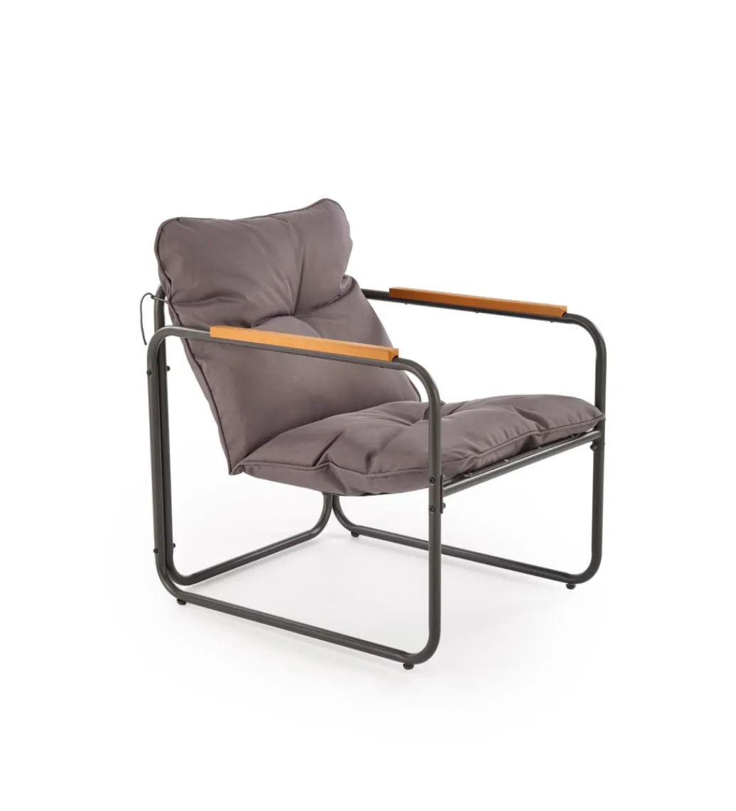 Zestaw ogrodowy HUDSON sofa 116 cm dwa fotele 75 cm ława 68 cm popielaty brązowy*Halmar Hot