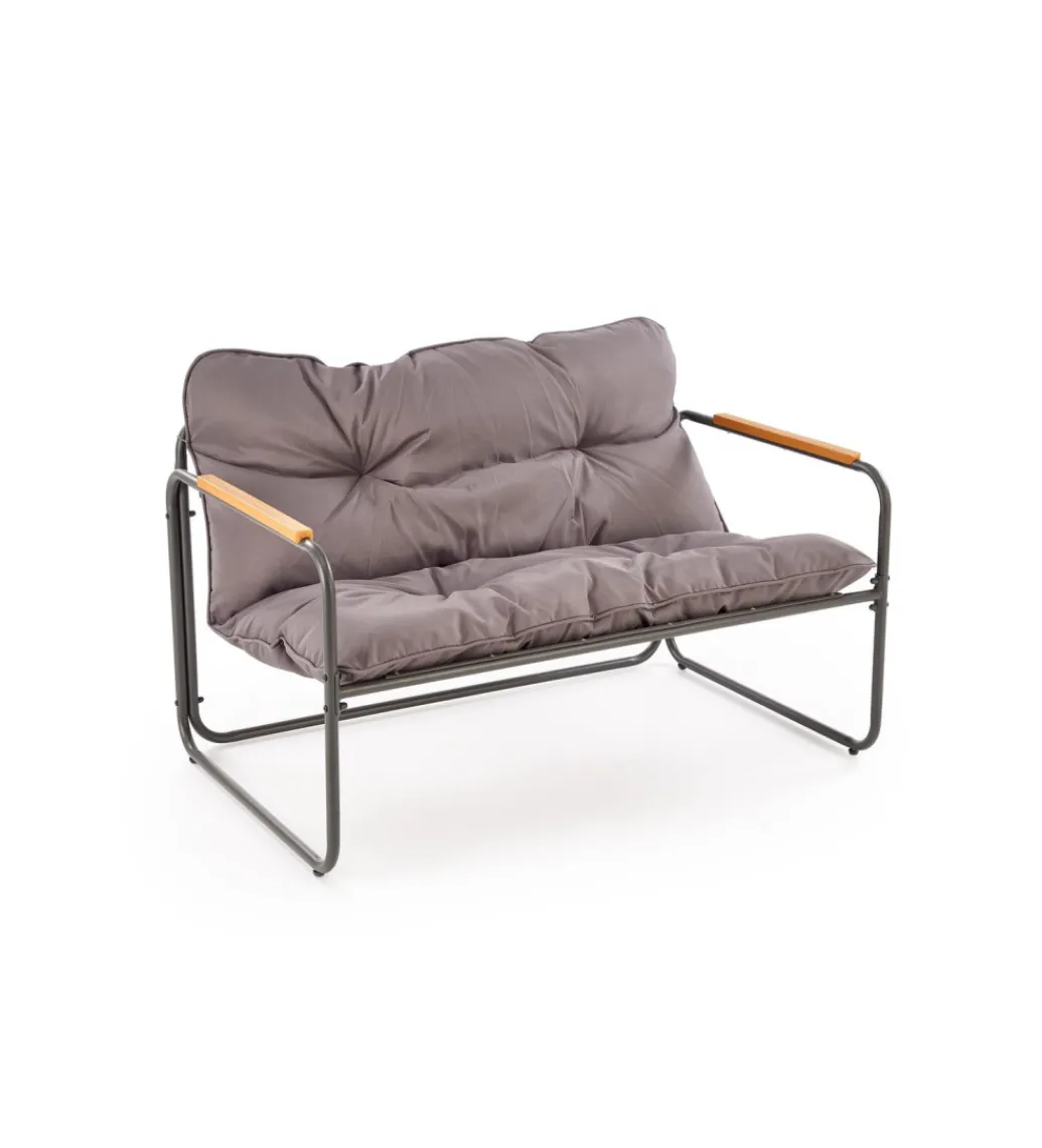 Zestaw ogrodowy HUDSON sofa 116 cm dwa fotele 75 cm ława 68 cm popielaty brązowy*Halmar Hot
