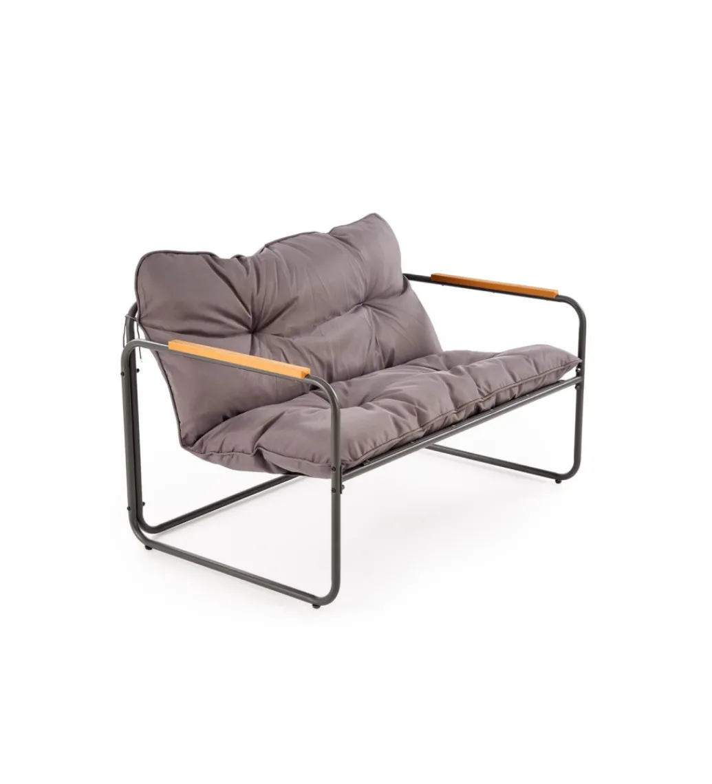 Zestaw ogrodowy HUDSON sofa 116 cm dwa fotele 75 cm ława 68 cm popielaty brązowy*Halmar Hot