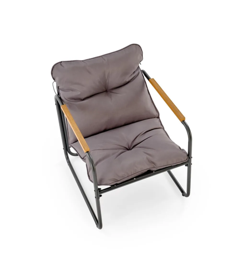 Zestaw ogrodowy HUDSON sofa 116 cm dwa fotele 75 cm ława 68 cm popielaty brązowy*Halmar Hot