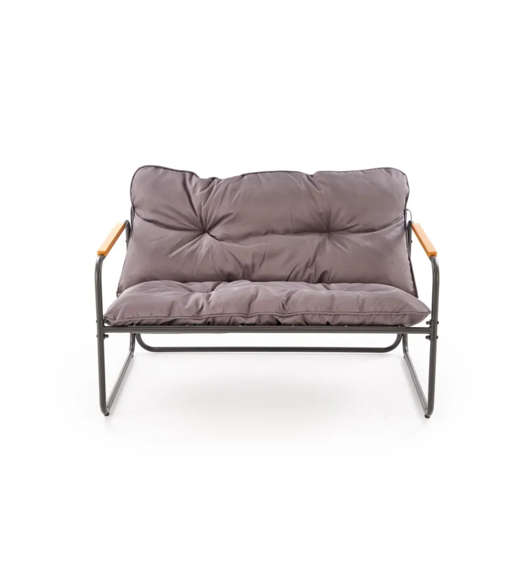 Zestaw ogrodowy HUDSON sofa 116 cm dwa fotele 75 cm ława 68 cm popielaty brązowy*Halmar Hot