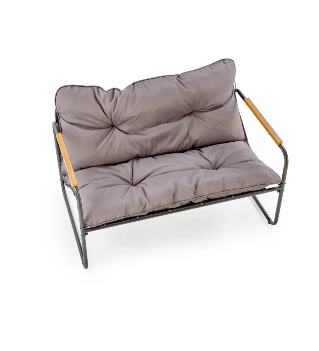 Zestaw ogrodowy HUDSON sofa 116 cm dwa fotele 75 cm ława 68 cm popielaty brązowy*Halmar Hot