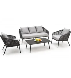 Zestaw ogrodowy ROCCA ciemnoszary - sofa + 2 x fotel + ława*Halmar Clearance