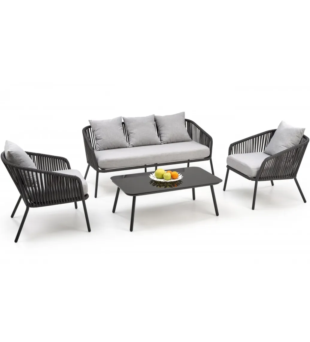 Zestaw ogrodowy ROCCA ciemnoszary - sofa + 2 x fotel + ława*Halmar Clearance