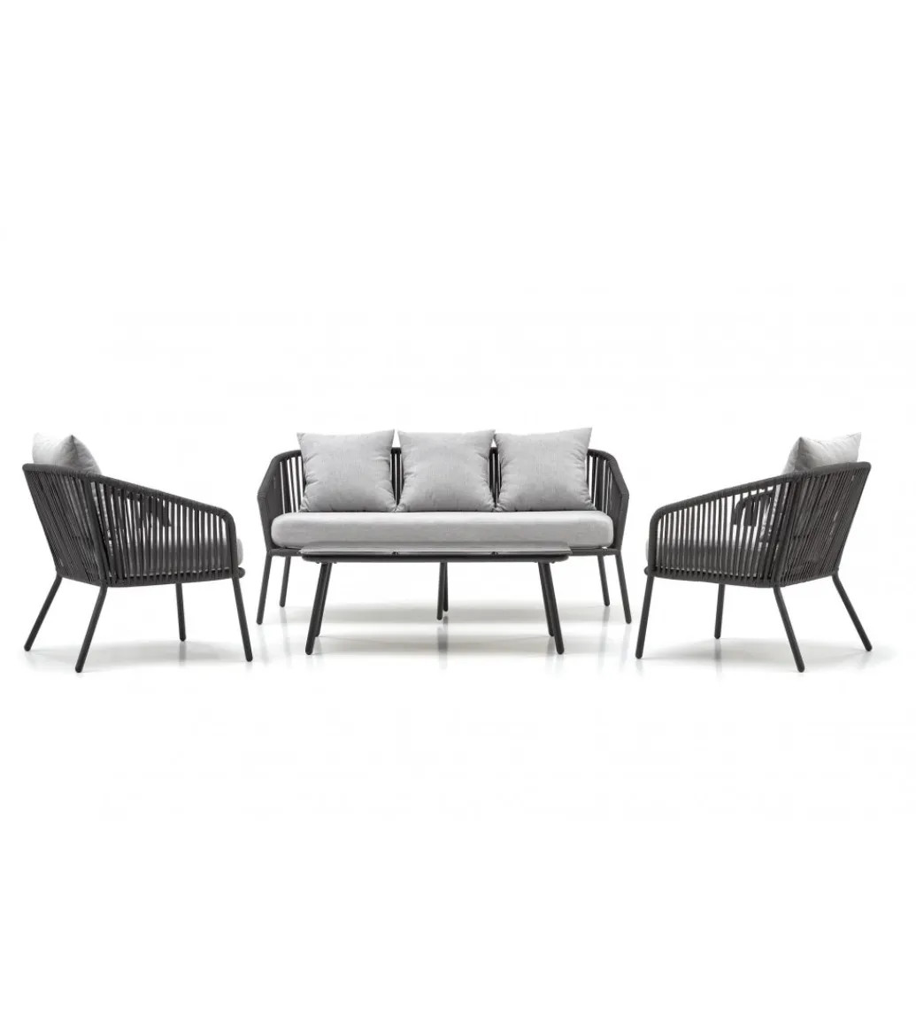 Zestaw ogrodowy ROCCA ciemnoszary - sofa + 2 x fotel + ława*Halmar Clearance