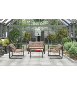 Zestaw ogrodowy SHARK brązowy - sofa + 2 x fotel + ława*Halmar Hot