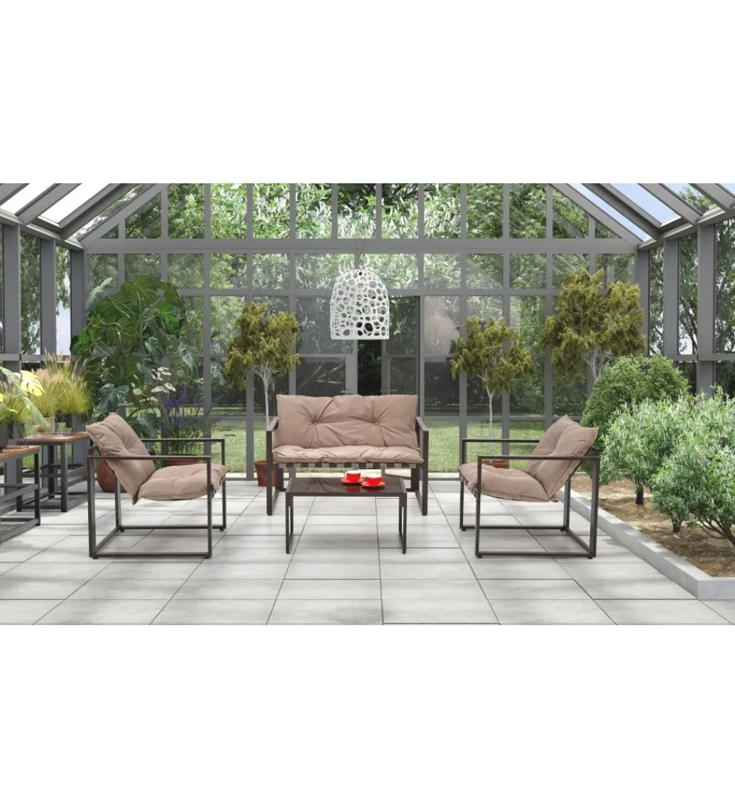 Zestaw ogrodowy SHARK brązowy - sofa + 2 x fotel + ława*Halmar Hot