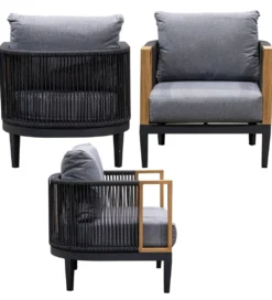 Zestaw ogrodowy TWOSOULME SOFA 198 cm dwa fotele 74 cm i stolik kawowy 128 cm*Exclusivas Best