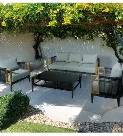 Zestaw ogrodowy TWOSOULME SOFA 198 cm dwa fotele 74 cm i stolik kawowy 128 cm*Exclusivas Best