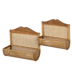 Zestaw 2 półek wiszących TAERMA 50 i 42 cm cm naturalne*Zona-Design Online