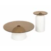 Zestaw 2 stolików ARLINGTON 80 cm 39 cm kremowe szklane*Belda
