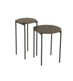 Zestaw 2 stolików bocznych DOMERESU 43 cm i 33 cm ciemno brązowy*J-Line New
