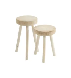Zestaw 2 stolików bocznych PAULOMI drewno paulownia bielone*J-Line Online